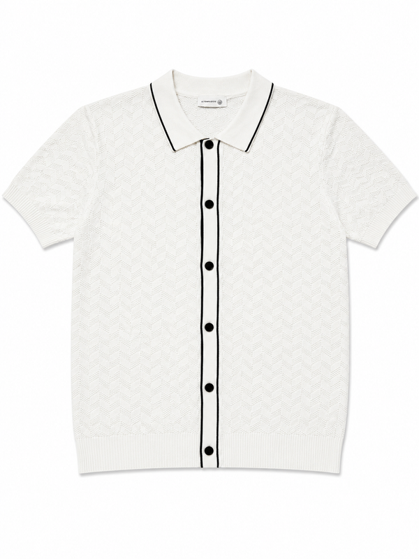 White Grid Polo