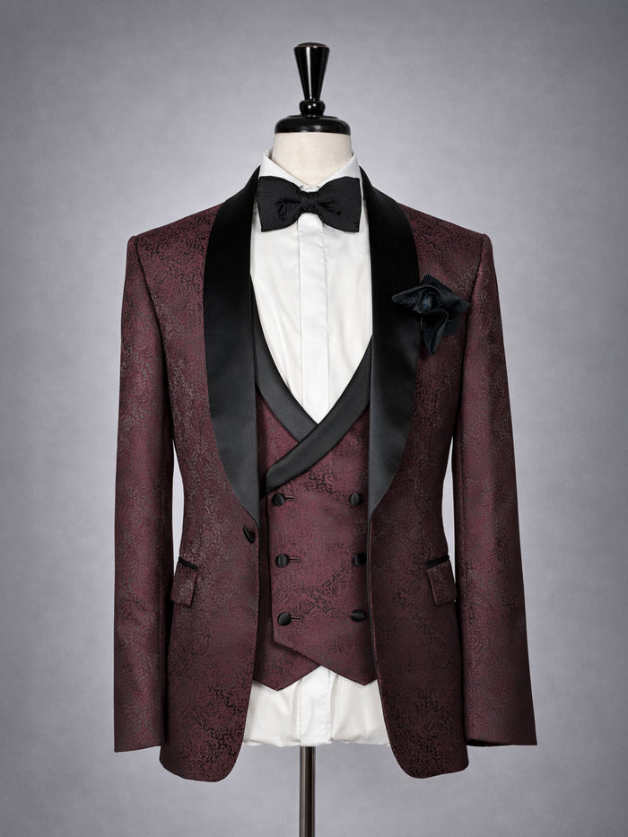 Crimson Jacquard Three-Piece