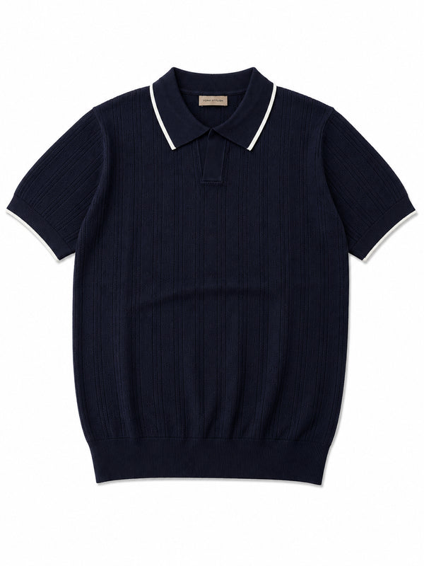 Portofino Tipped Collar Polo - Navy