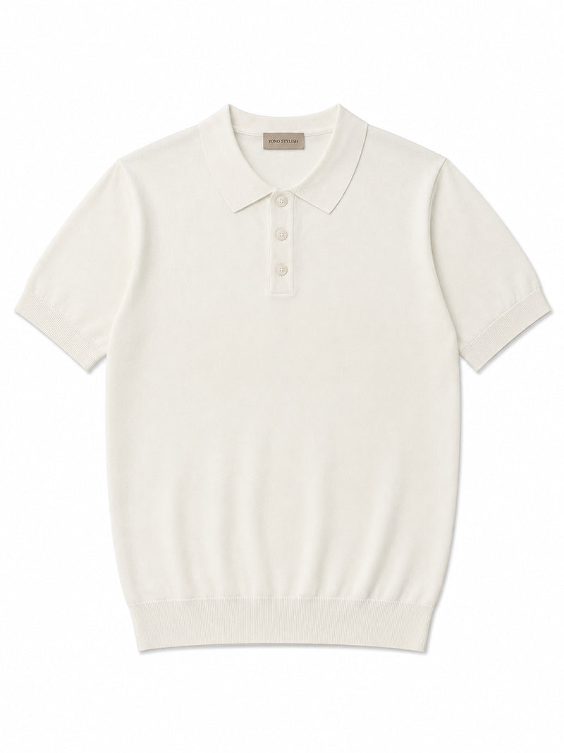 Portofino Button Knit Polo - Ivory