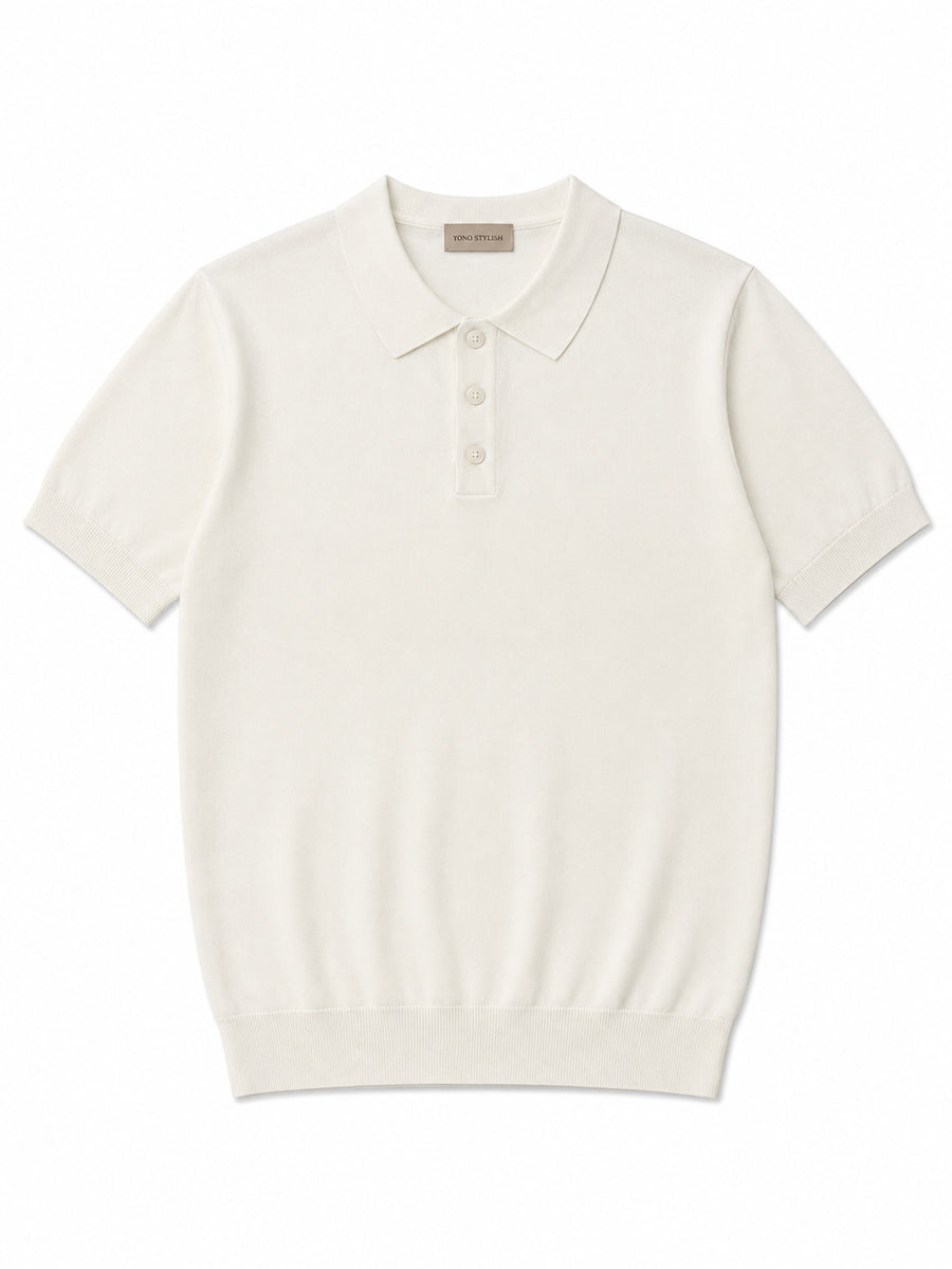 Portofino Button Knit Polo - Ivory