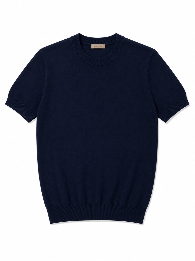 Portofino Crewneck Knit Tee - Navy