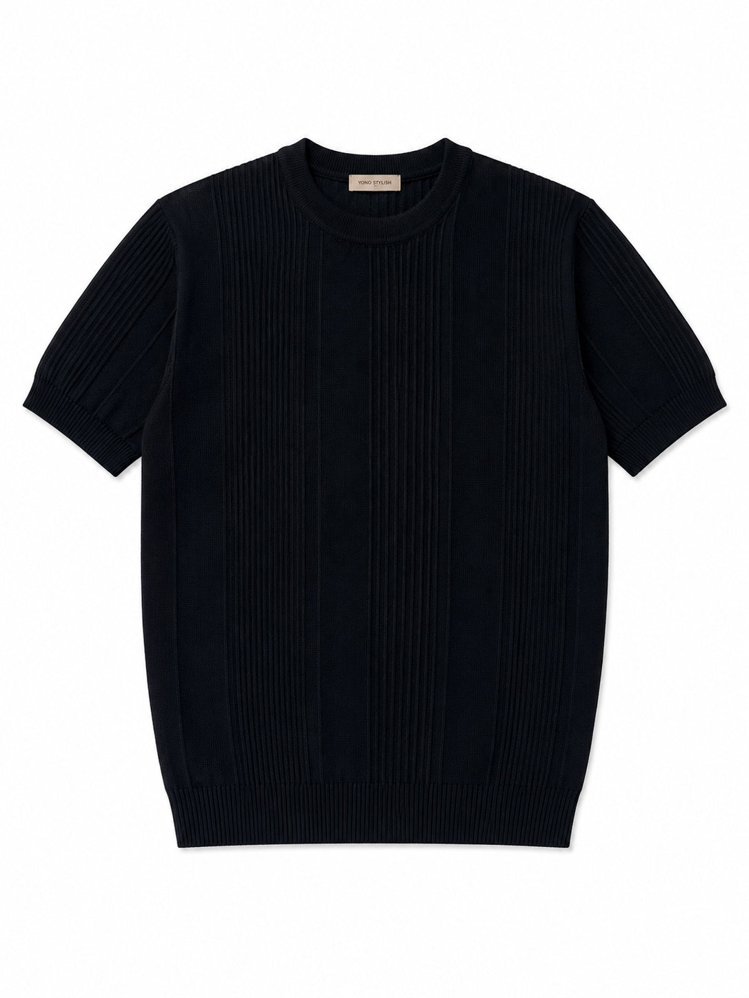 Portofino Ribbed Crewneck Tee - Black