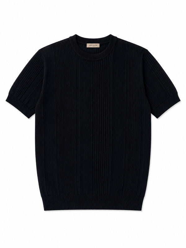 Portofino Ribbed Crewneck Tee - Black