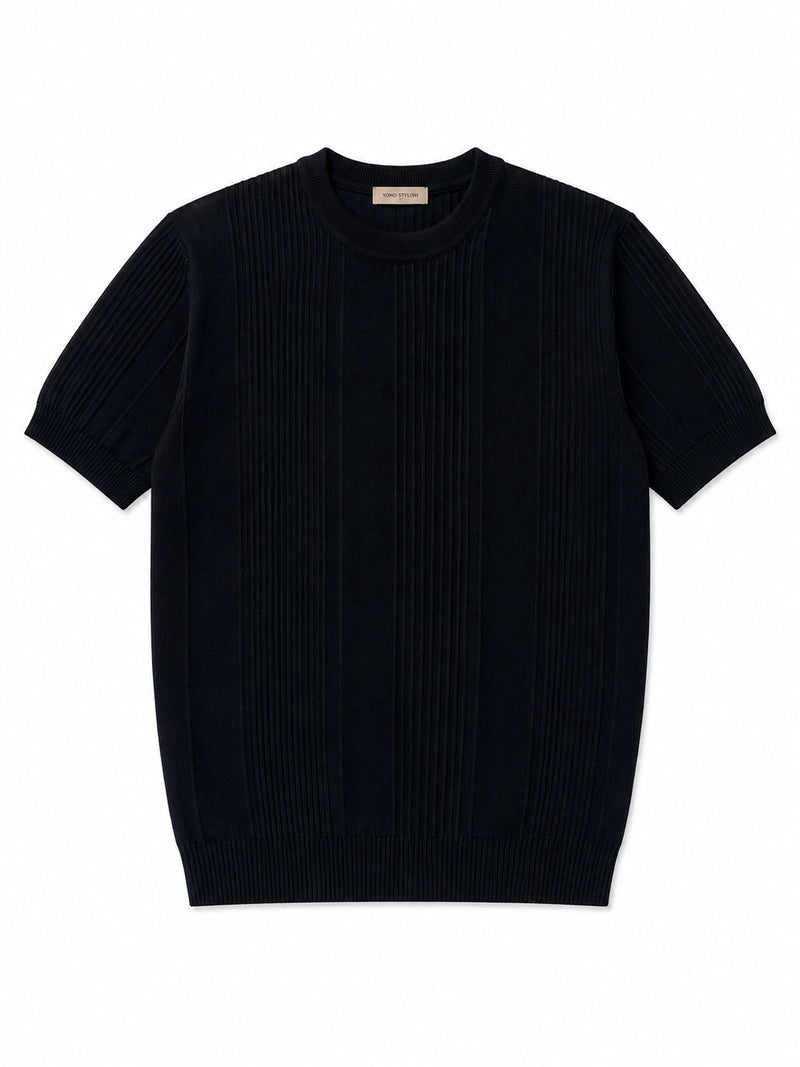Portofino Ribbed Crewneck Tee - Black