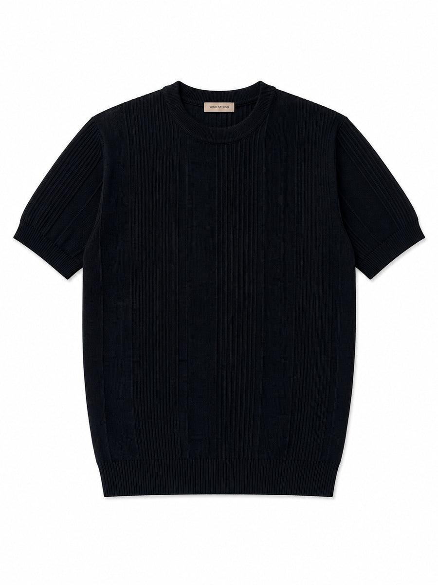 Portofino Ribbed Crewneck Tee - Black