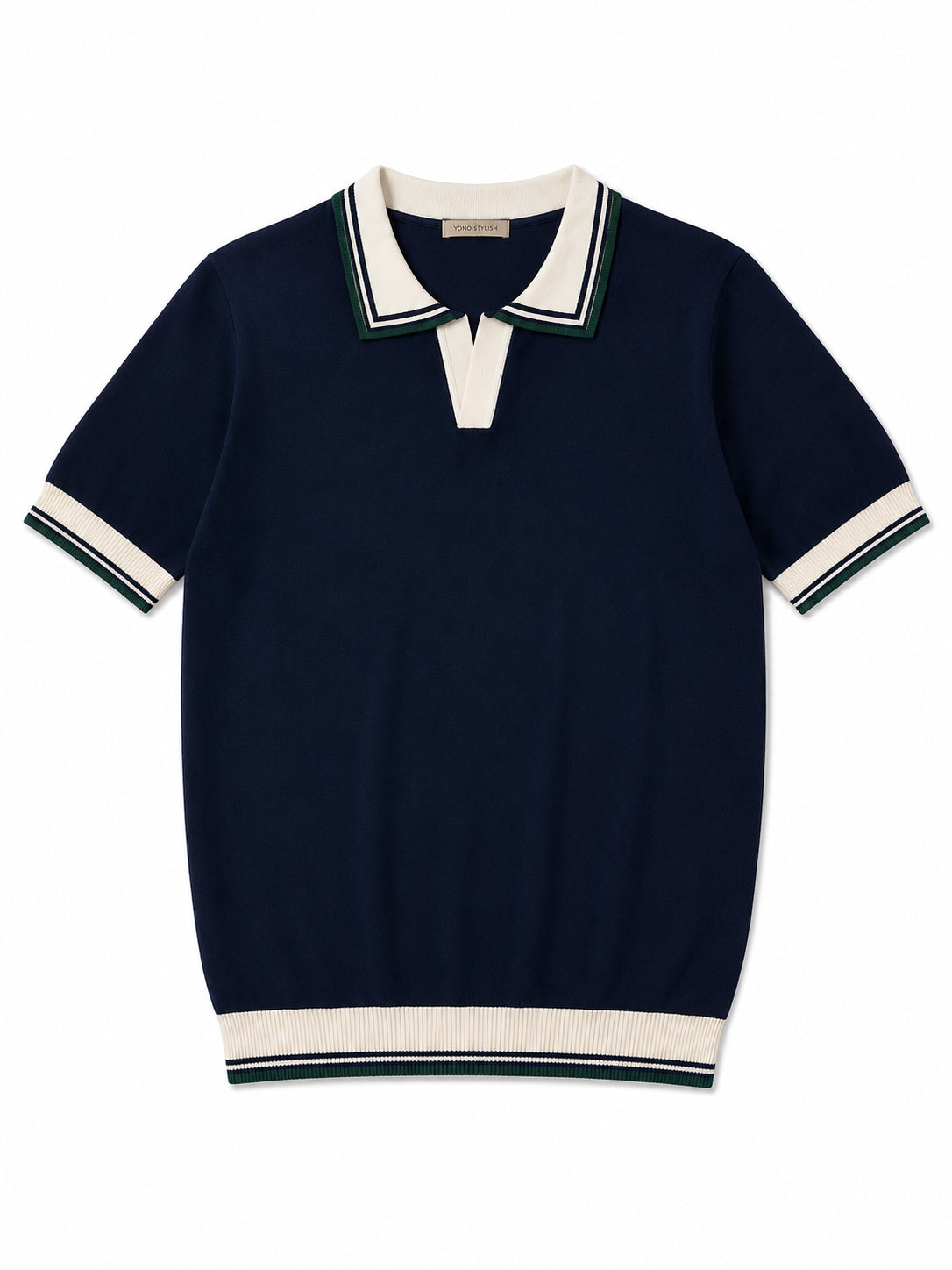 Portofino Varsity-Stripe Knit Polo - Navy