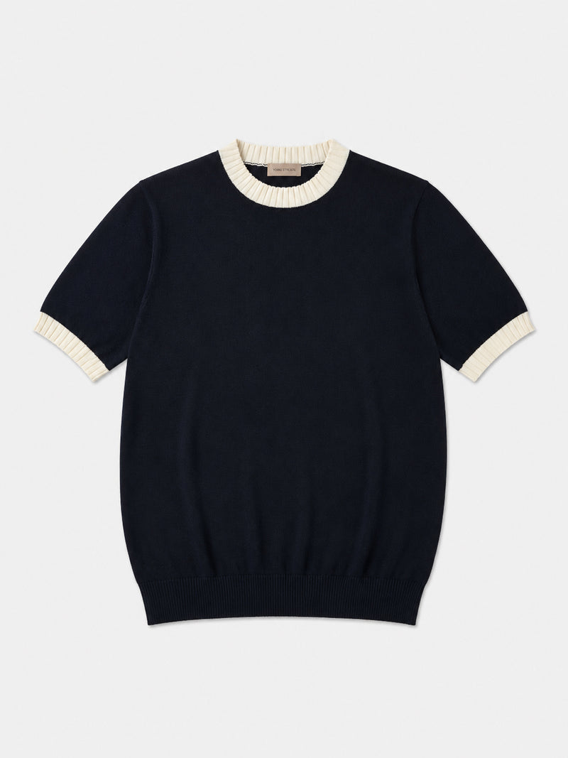 Portofino Contrast-Trim Knit Tee - Navy