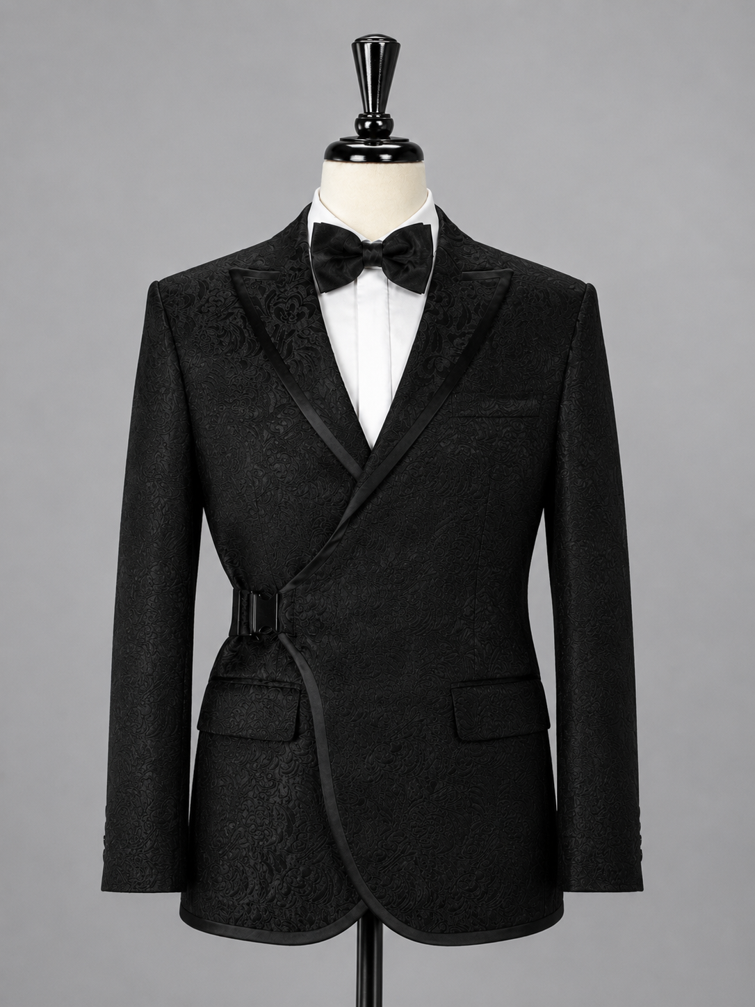 Black Double-Breasted Jacquard Tux