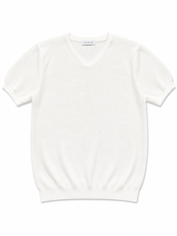 White Silk V Tee