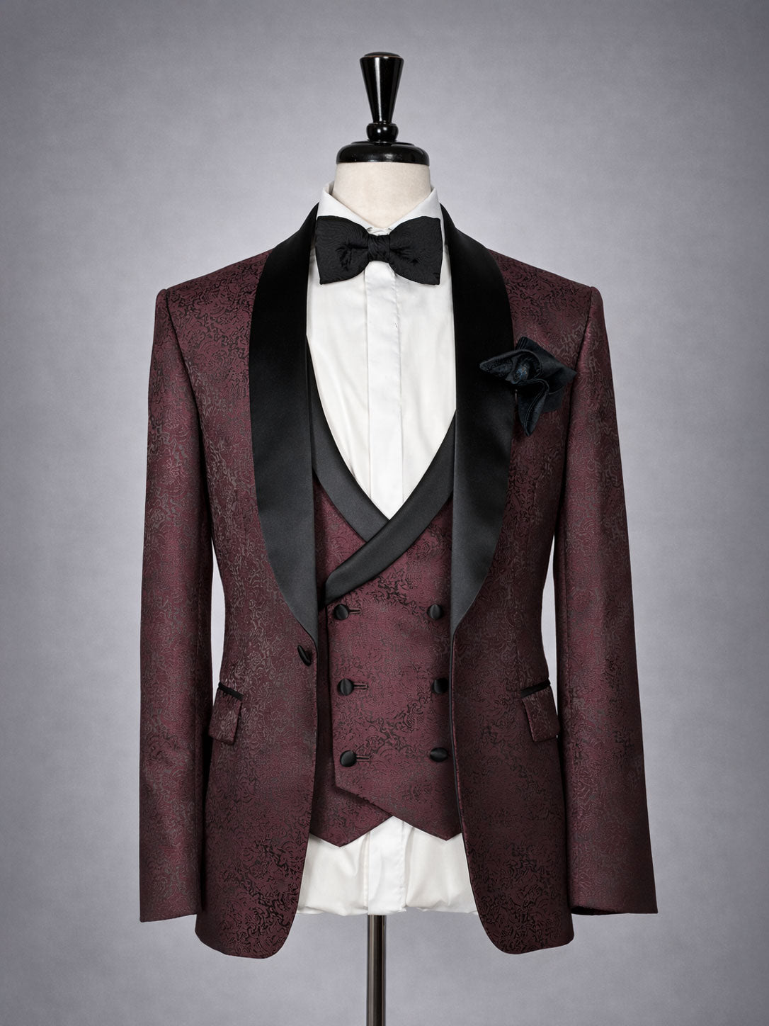 Crimson Jacquard Three-Piece