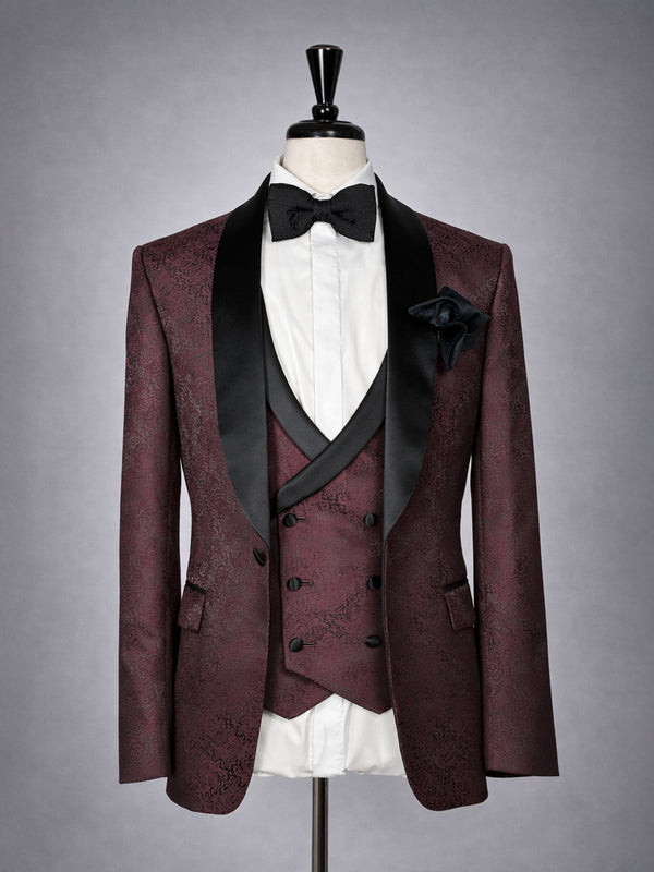 Crimson Jacquard Three-Piece