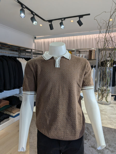 Spread Collar Polo - Brown