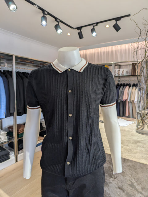 Full Button up Polo - Black